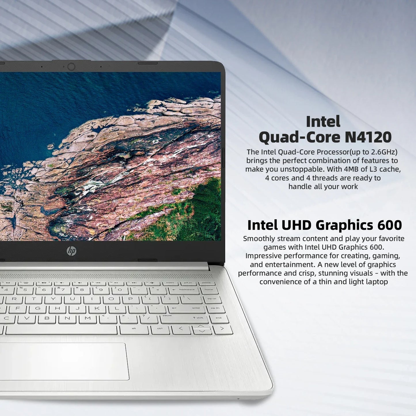 Ordinateur portable professionnel HP 14", Intel Celeron N4120, 16 Go de RAM, 384 Go de stockage (128 Go eMMC + carte SD de 256 Go), 1 an d'Office 365