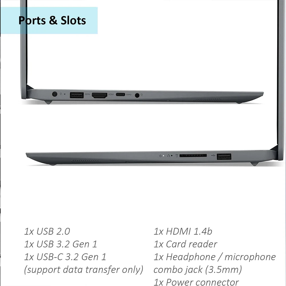 Ordinateur portable professionnel Lenovo Ideapad 1i 15,6", Intel Celeron N4500, jusqu'à 20 Go de RAM, 128 Go eMMC+1 To SSD PCIe, Wi-Fi 6, Office 365 pendant 1 an