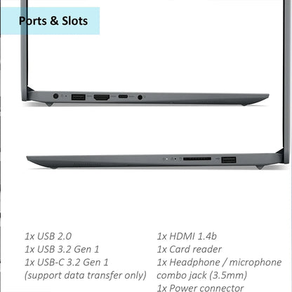Lenovo Ideapad 1i 15.6" Business Laptop, Intel Celeron N4500, Up to 20GB RAM, 128GB eMMC+1TB PCIe SSD, WiFi 6, 1-Year Office 365
