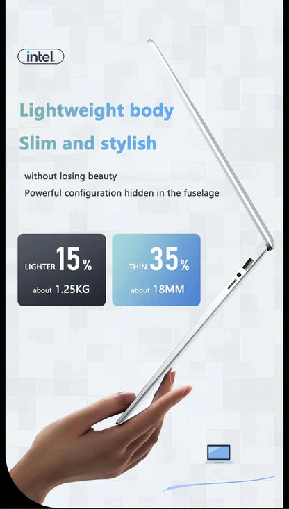 14.1'' Laptop Windows 11 Intel Atom x7 A3950 180° Folding Slim Laptop 12GB RAM 512GB 1TB SSD 1920*1080 Office Study Computer PC