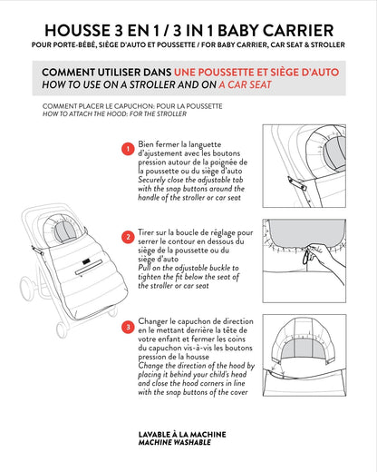 3-In-1 Multifunction Cover For Car Seat, Stroller, And Baby Carrier In Off-White