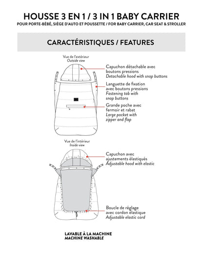 3-In-1 Multifunction Cover For Car Seat, Stroller, And Baby Carrier In Chanterelle
