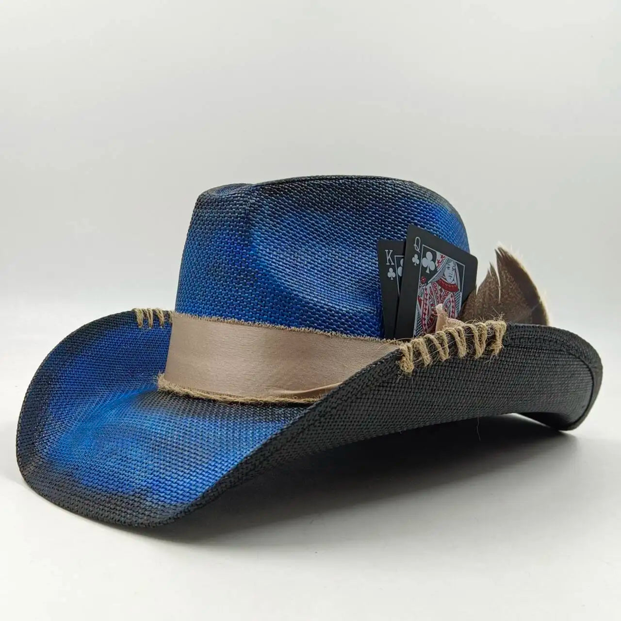 Cowboy hat summer straw hat unisex cowboy hat jazz cowboy straw hat wide brim hat spray paint custom hat party cowboy hat