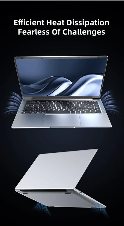 Erilles Laptop Computer Windows 11 Pro Intel Atom A3950 2025 Notebook PC 12GB RAM 512GB 1TB 2TB SSD 1080P Office Study Computer