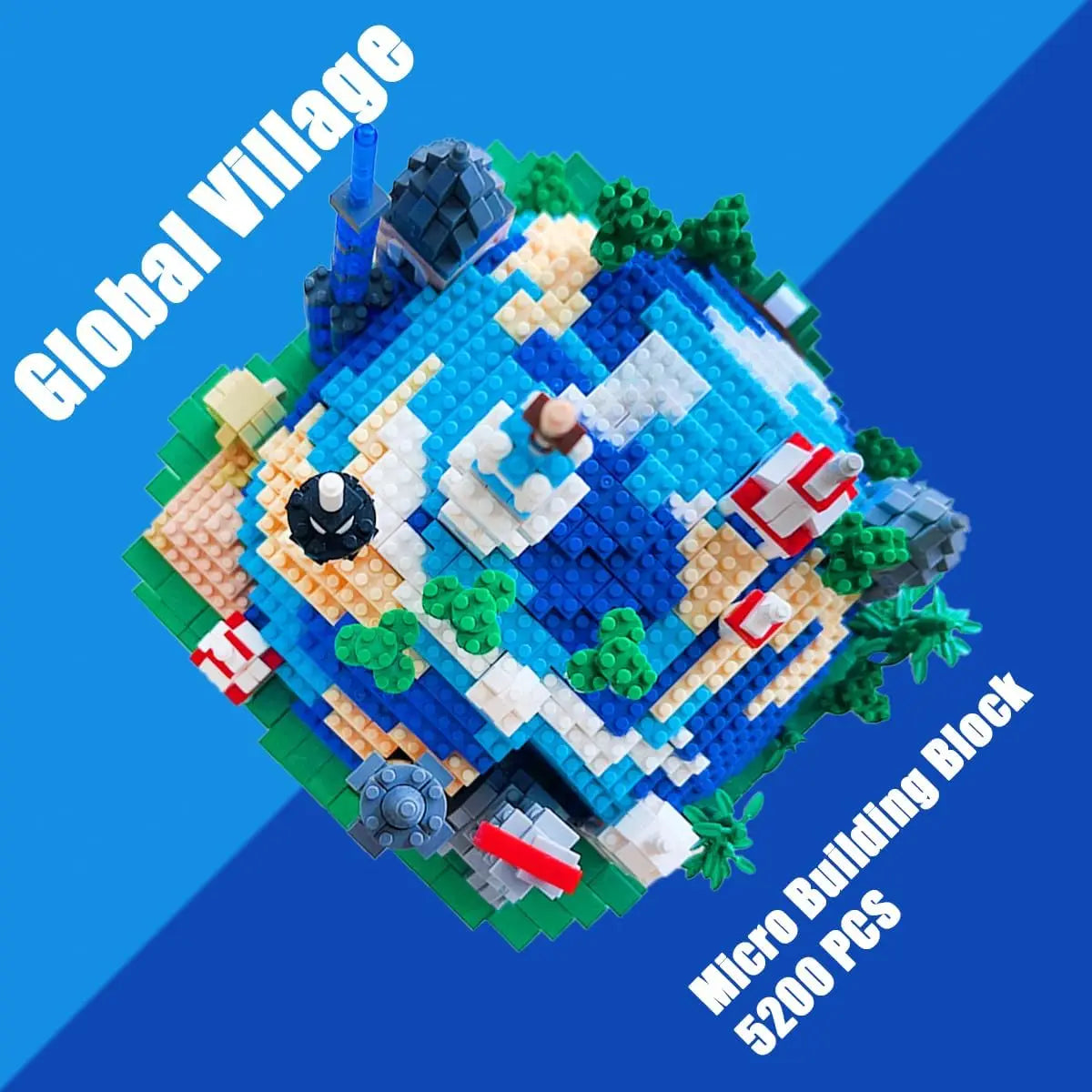 Ensemble de micro blocs de construction Architecture Global Village (6000 pièces), modèle d'architecture cadeau pour adultes et enfants