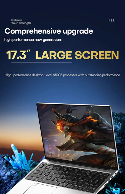 17.3" Gaming Laptop Computer PC Windows 11 Pro Intel Celeron N5095 Laptops Discrete Graphics 16GB DDR4 1TB SSD Notebook PC Gamer