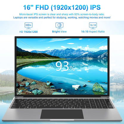 2025 New 17.3" Laptop 16GB RAM 512GB 1TB SSD Intel N5095 Portable Notebook Lightweight Backlit Keyboard Fingerprint Windows 11
