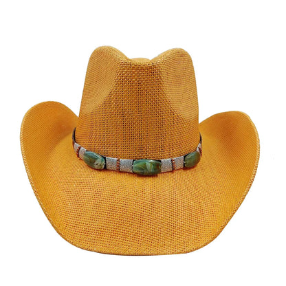 Cowboy hat summer straw hat unisex cowboy hat jazz cowboy straw hat wide brim hat spray paint custom hat party cowboy hat