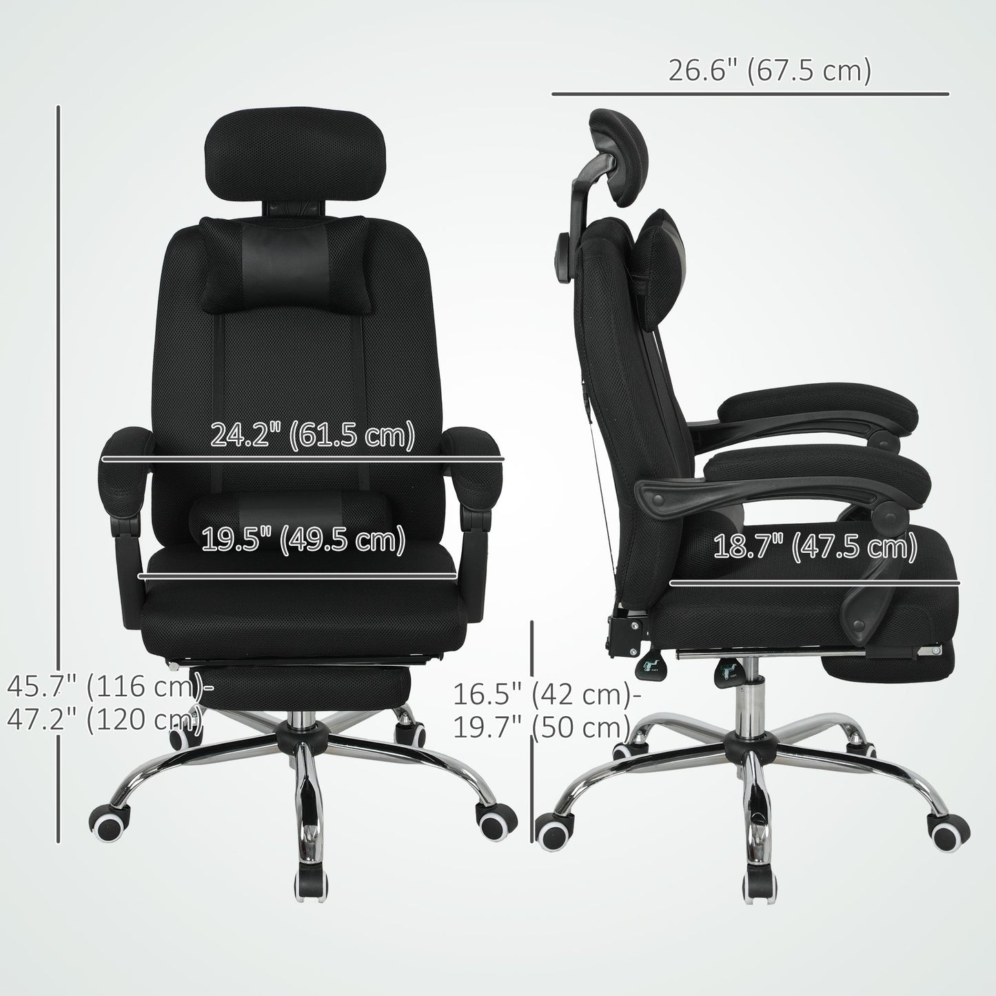 Brady Ergonomic Executive High Back Office Chair with Footrest and Lumbar Support-Black