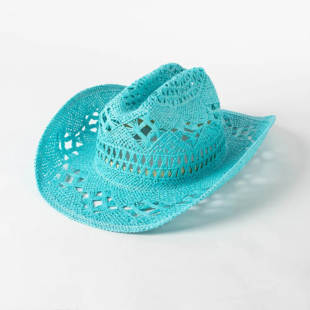 Cowboy hat summer straw hat unisex cowboy hat jazz cowboy straw hat wide brim hat spray paint custom hat party cowboy hat