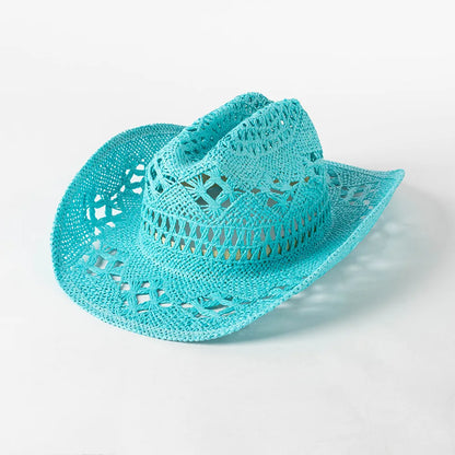 Cowboy hat summer straw hat unisex cowboy hat jazz cowboy straw hat wide brim hat spray paint custom hat party cowboy hat