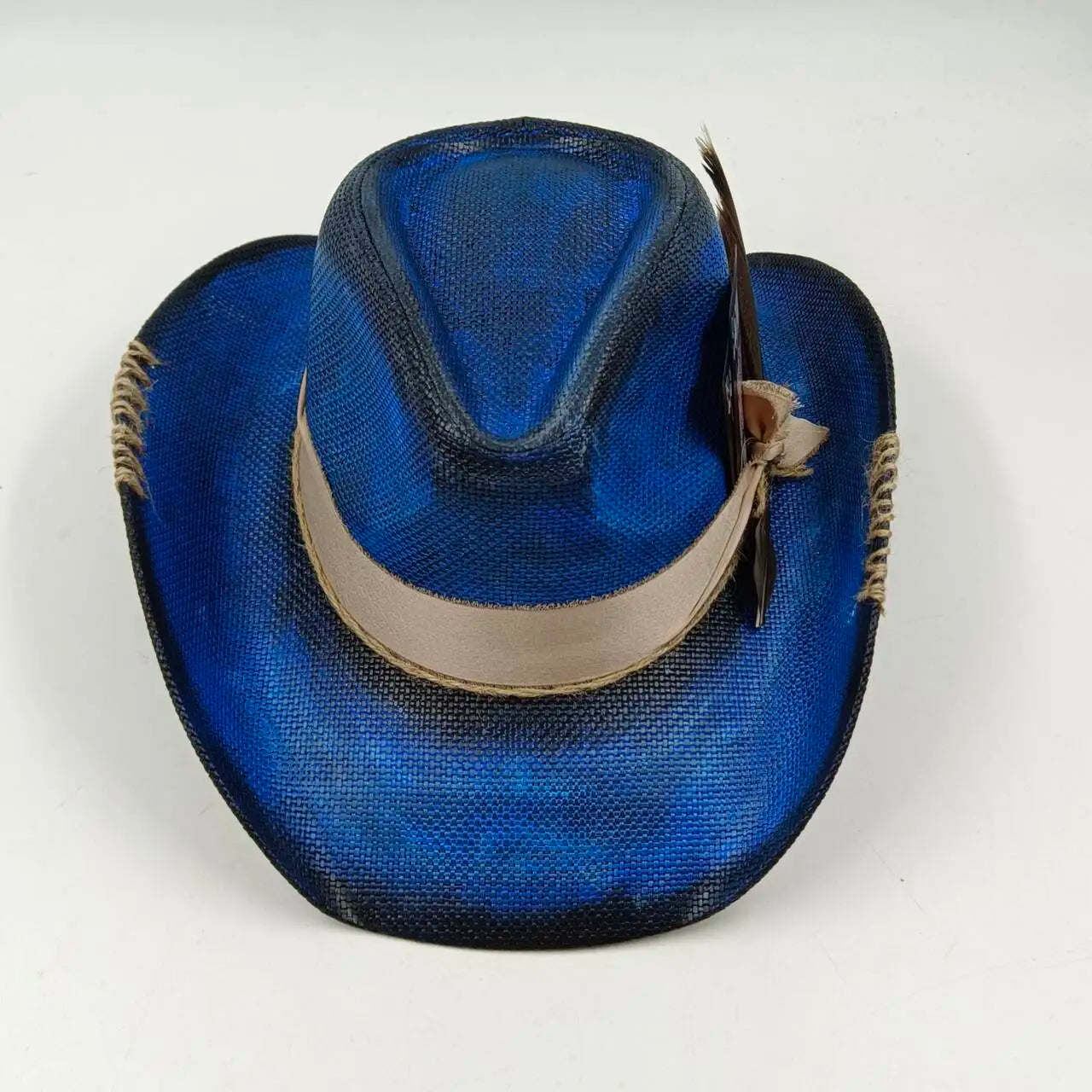 Cowboy hat summer straw hat unisex cowboy hat jazz cowboy straw hat wide brim hat spray paint custom hat party cowboy hat
