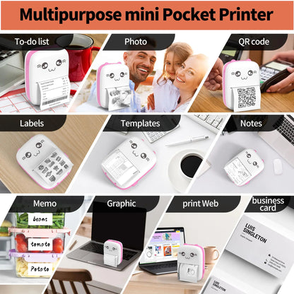Portable Mini Thermal Printer Photo Printer Business/Home No Ink Required To Print Small Ticket/Labels/Picture Imprimante 203PDI