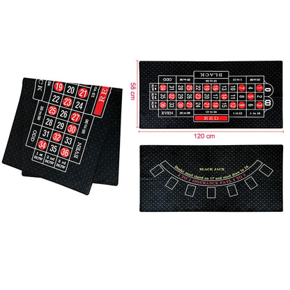 Roulette et Blackjack double face, table en feutre, disposition des virus et du gril, 120x58 cm