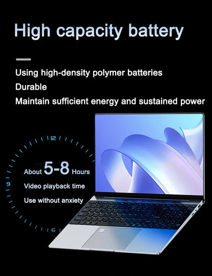 PC portable ultra fin 15,6" N95 32 Go RAM 2048 Go SSD Ordinateur portable Gamer Batterie 7500 mAh Ordinateur de bureau/d'étude Windows 11 Pro