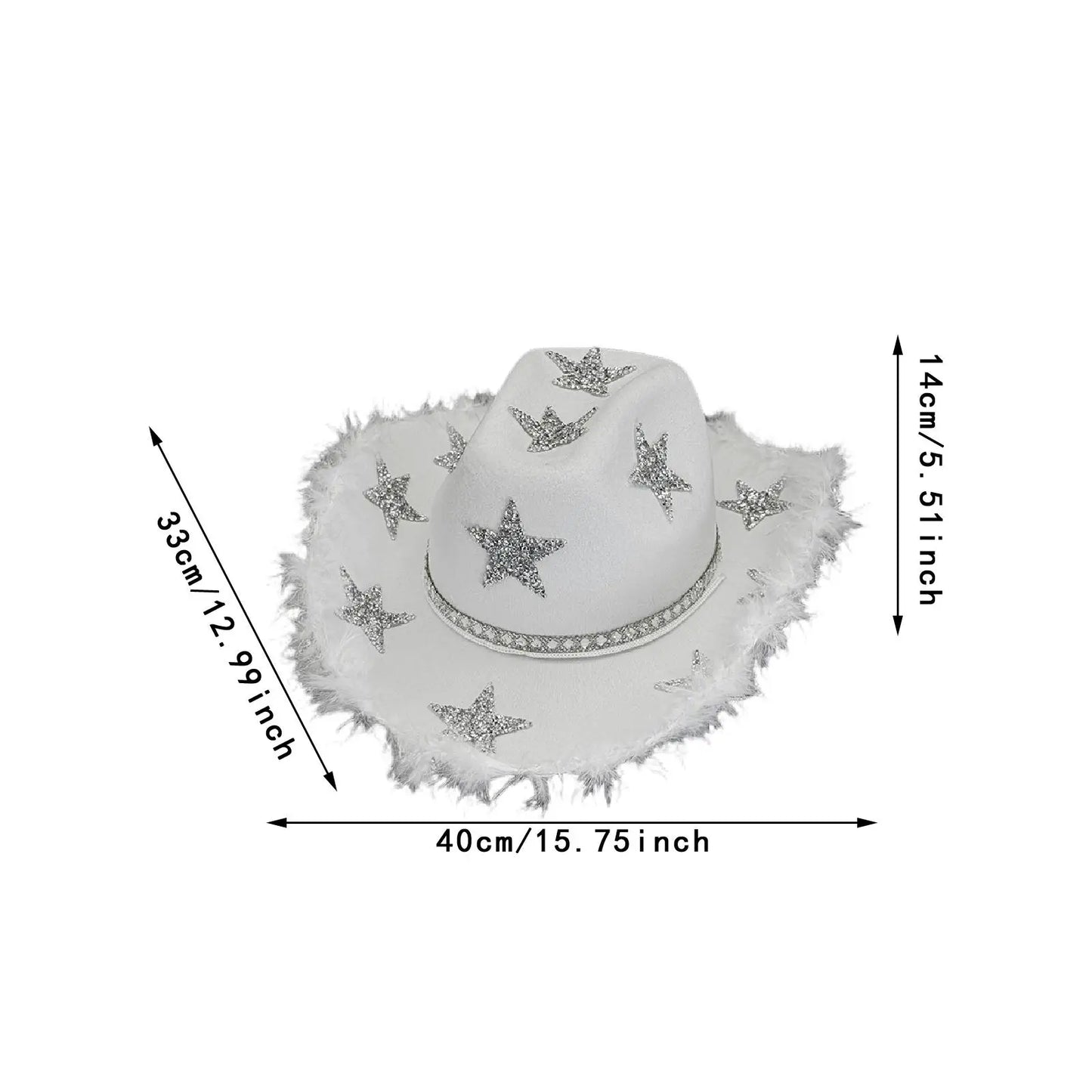 Chapeau de cowboy à large bord avec franges en strass pour femme, accessoire de fête, de cosplay, pour les fêtes, les spectacles en plein air