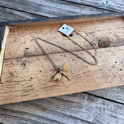 Gold Dragonfly Necklace