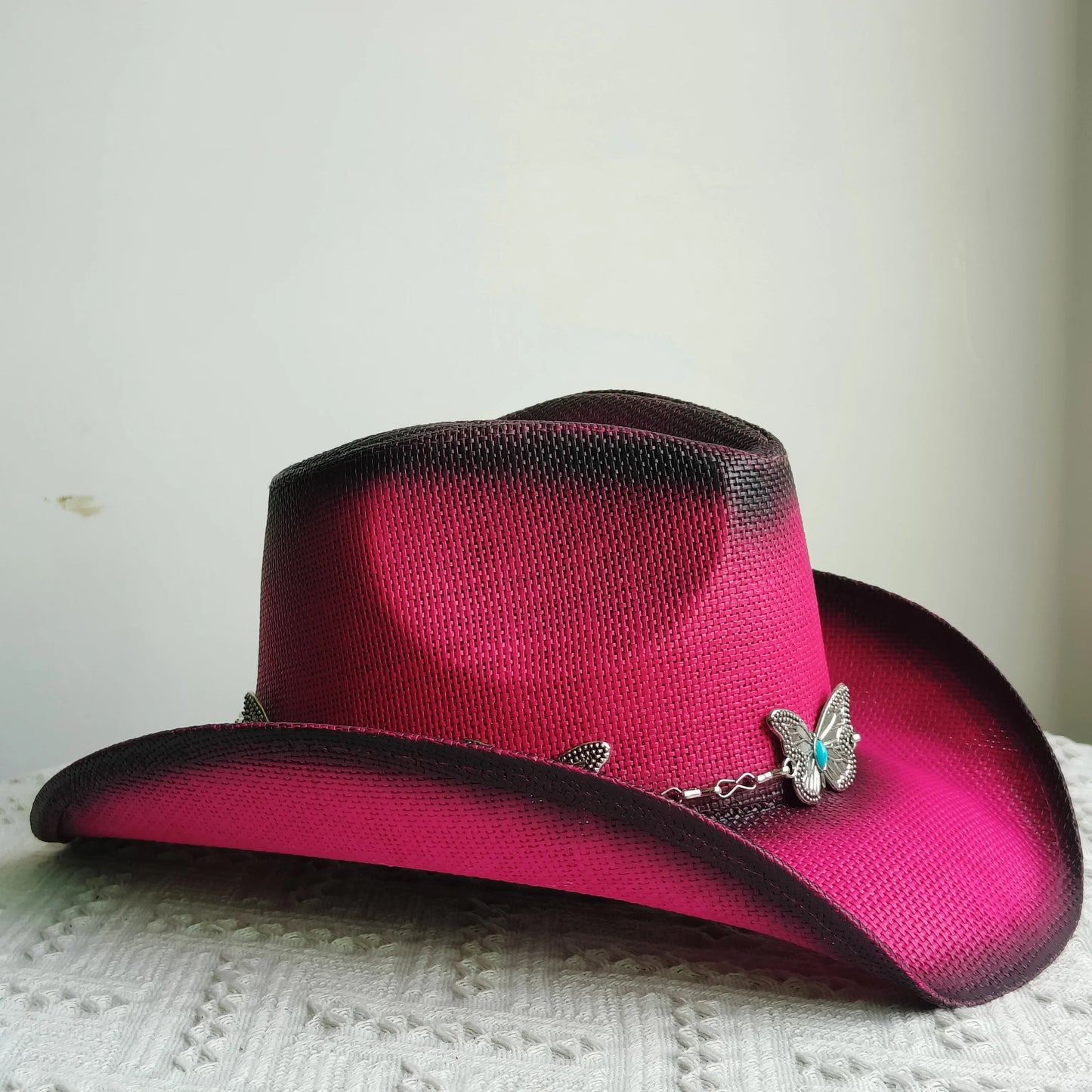 Hand-painted Western Cowboy hat Bronze green hat for men women Large Brim stiff straw hat summer sombrero vaquero hombreковбойс