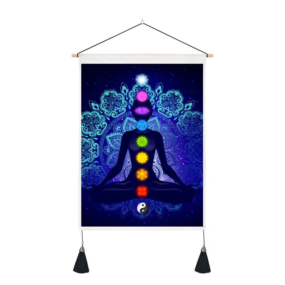 Seven Chakra Tapestry Yoga Meditation Wall Tapestry Boho Mandala Tapestry Hippie Wall Hanging for Home Decor 13.8 x 19.7 Inches