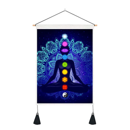 Seven Chakra Tapestry Yoga Meditation Wall Tapestry Boho Mandala Tapestry Hippie Wall Hanging for Home Decor 13.8 x 19.7 Inches