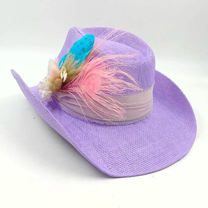 Cowboy hat summer straw hat unisex cowboy hat jazz cowboy straw hat wide brim hat spray paint custom hat party cowboy hat