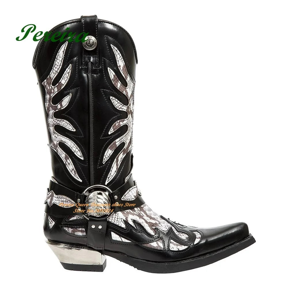 Fire-like Gladiator Men Boots Round Toe Knee High Boots Chelsea Boots Patchwork Slip On 2023 New Casual Shoes Leather Party