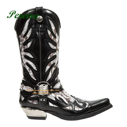 Fire-like Gladiator Men Boots Round Toe Knee High Boots Chelsea Boots Patchwork Slip On 2023 New Casual Shoes Leather Party