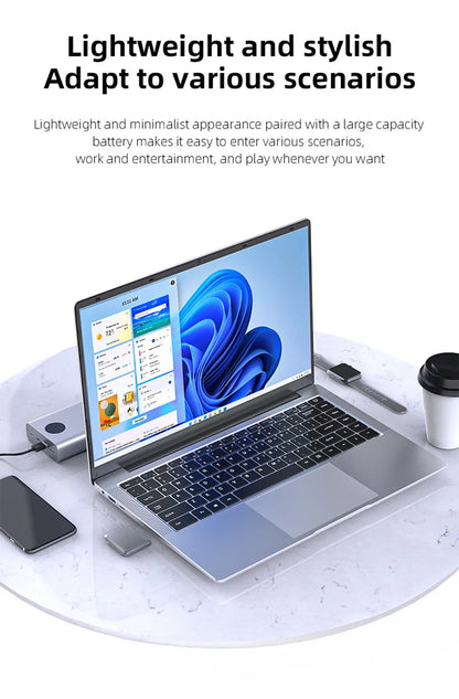 Erilles Laptop Computer Windows 11 Pro Intel Atom A3950 2025 Notebook PC 12GB RAM 512GB 1TB 2TB SSD 1080P Office Study Computer