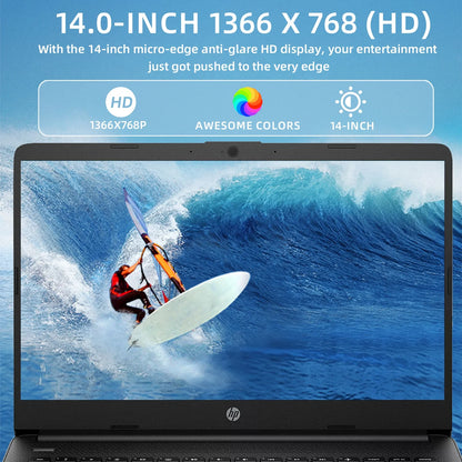 HP Newest 14" Business Laptop,Intel Celeron N4120,Up to16GB RAM,384GB Storage(128GB eMMC+256GB Micro SD),1Year Office 365,Silver