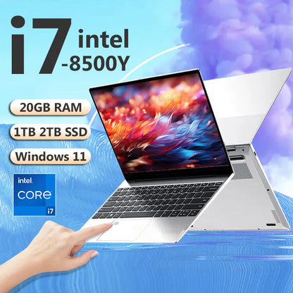 Ordinateur portable 15,6" Intel Core i7 8500Y PC 16 Go DDR4 1 To SSD Ordinateurs portables i7 Windows 11 Pro Office Déverrouillage par empreinte digitale