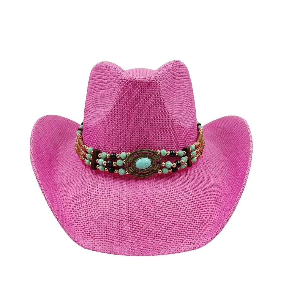 Cowboy hat summer straw hat unisex cowboy hat jazz cowboy straw hat wide brim hat spray paint custom hat party cowboy hat