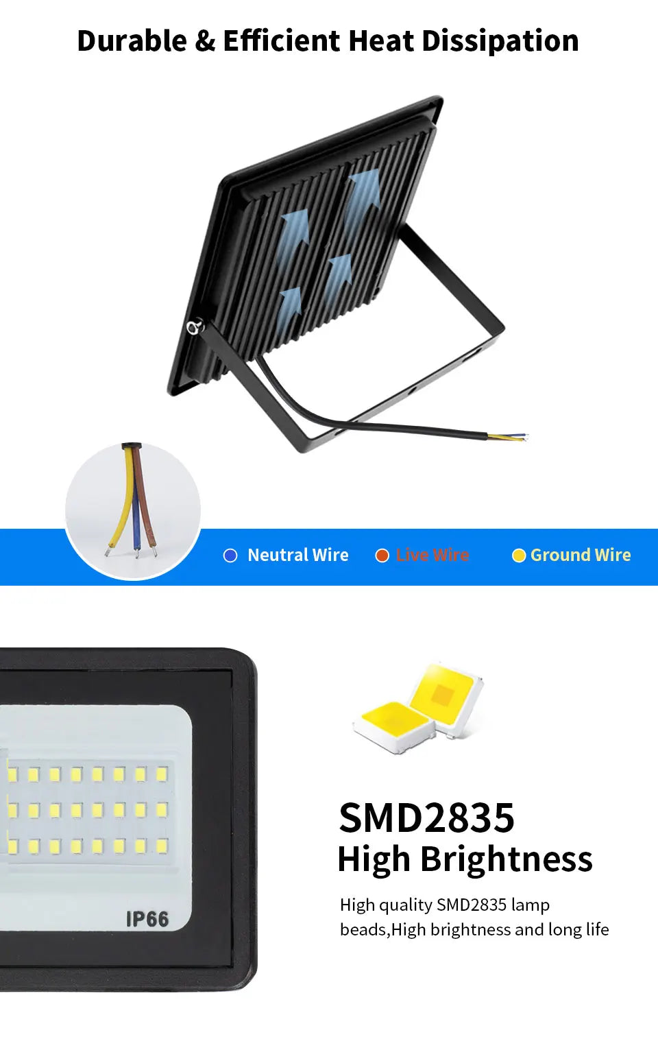 LED projecteur 10W 20W 30W 50W 100W AC 220V LED projecteur IP66 étanche réflecteur projecteur réverbère lampe de jardin extérieure