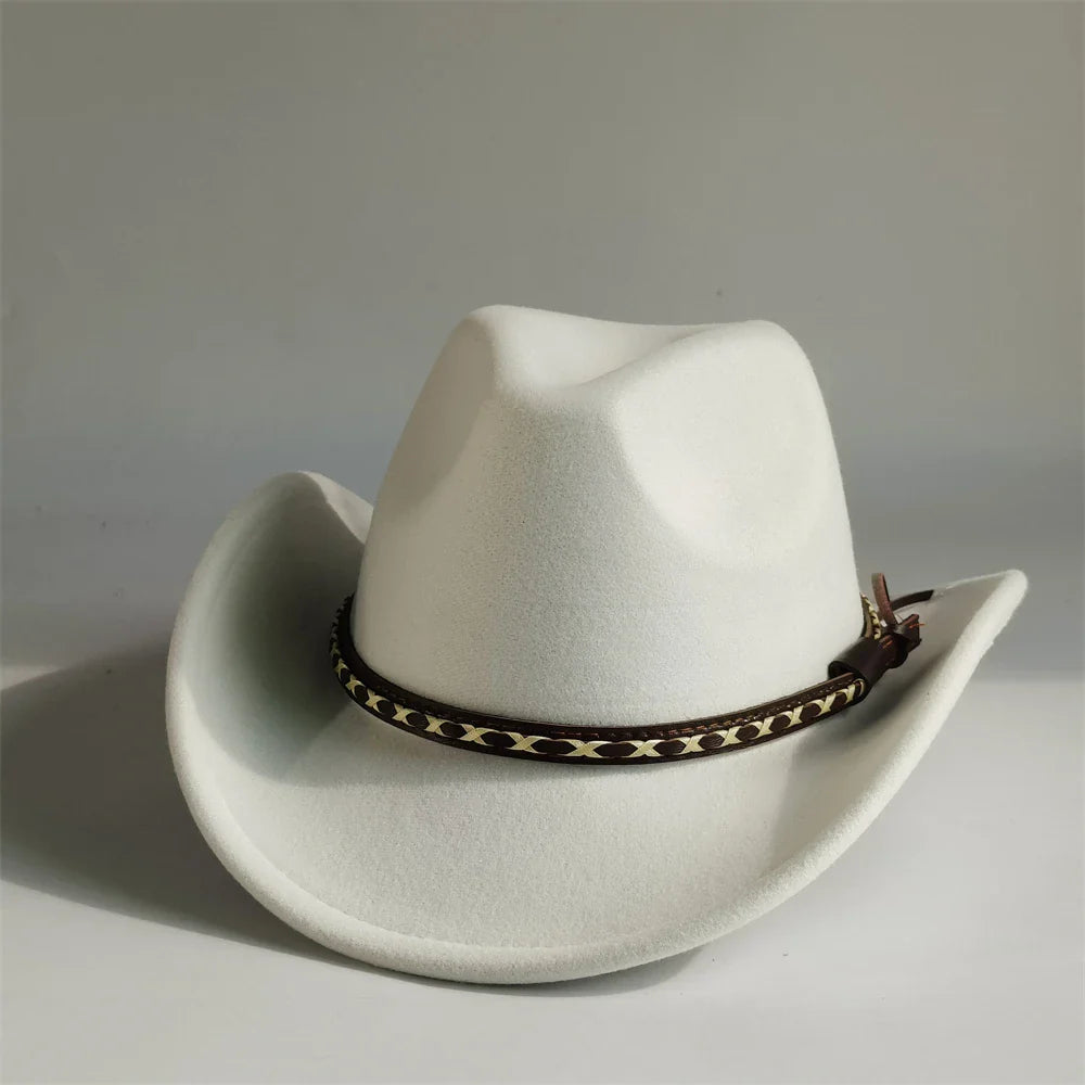 Chapeaux de Cowboy occidentaux rétro pour hommes et femmes, chapeaux de jazz, ceinture, chapeaux de cow-girl solides, chapeau de cowboy einsв©chter шля sche sombrer