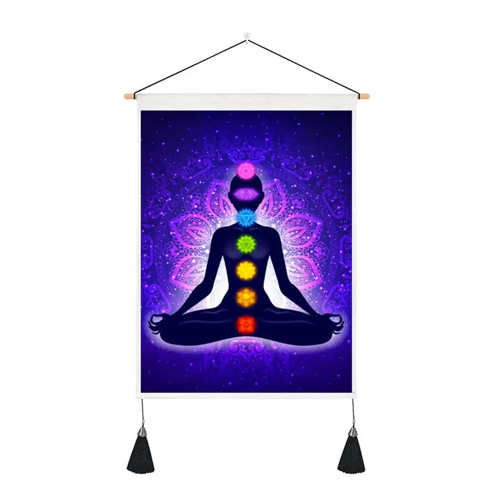 Seven Chakra Tapestry Yoga Meditation Wall Tapestry Boho Mandala Tapestry Hippie Wall Hanging for Home Decor 13.8 x 19.7 Inches