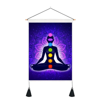 Seven Chakra Tapestry Yoga Meditation Wall Tapestry Boho Mandala Tapestry Hippie Wall Hanging for Home Decor 13.8 x 19.7 Inches