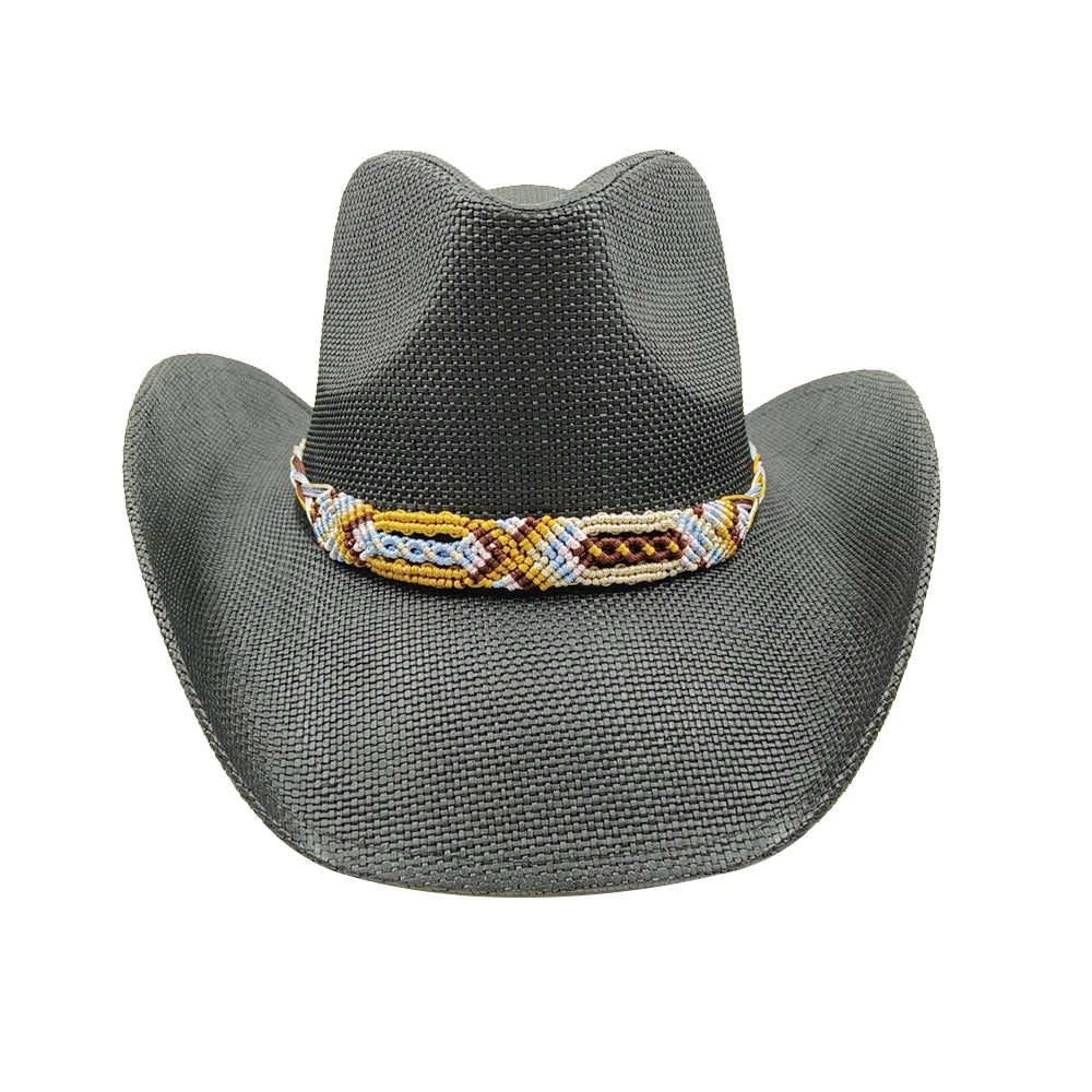 Cowboy hat summer straw hat unisex cowboy hat jazz cowboy straw hat wide brim hat spray paint custom hat party cowboy hat