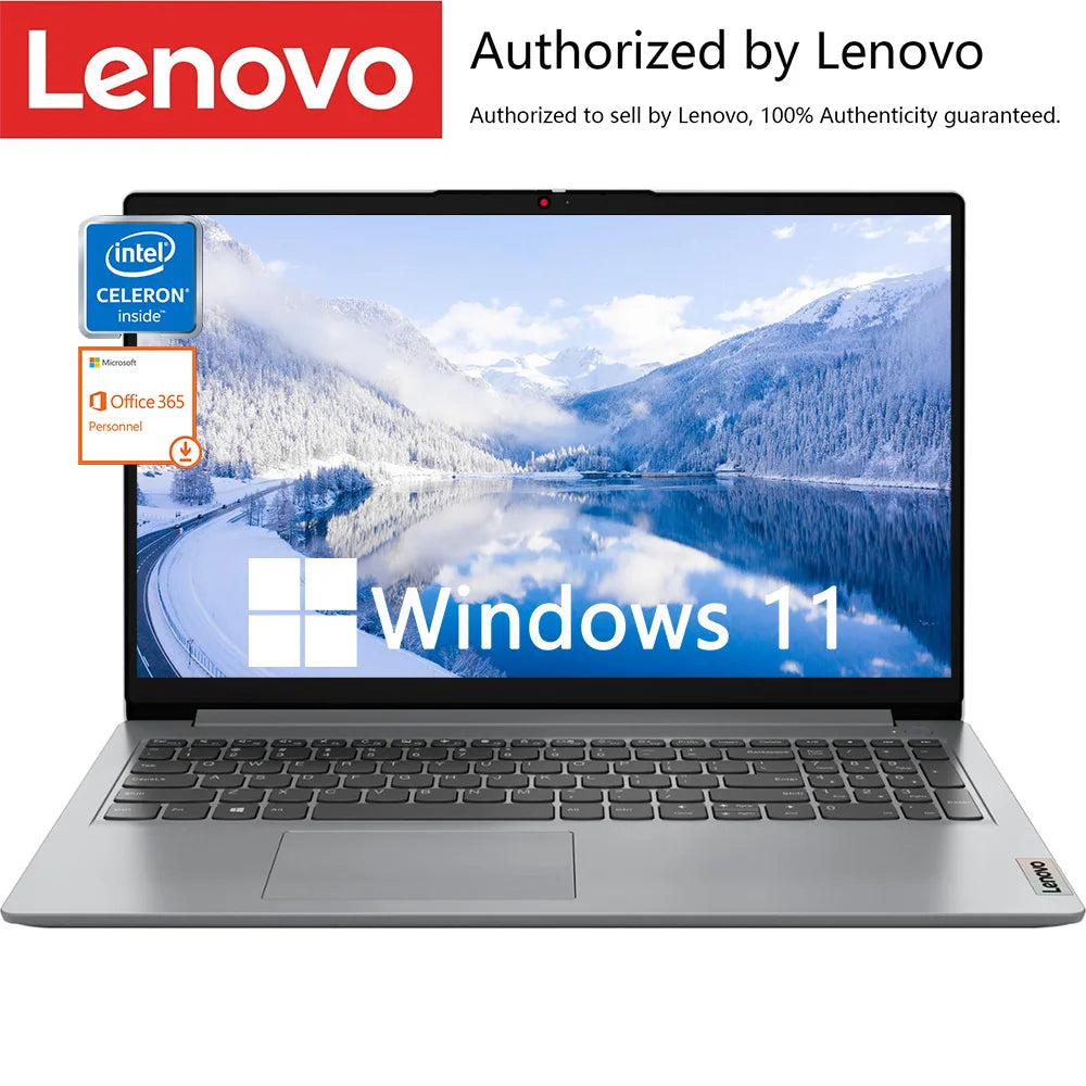Ordinateur portable professionnel Lenovo Ideapad 1i 15,6", Intel Celeron N4500, jusqu'à 20 Go de RAM, 128 Go eMMC+1 To SSD PCIe, Wi-Fi 6, Office 365 pendant 1 an