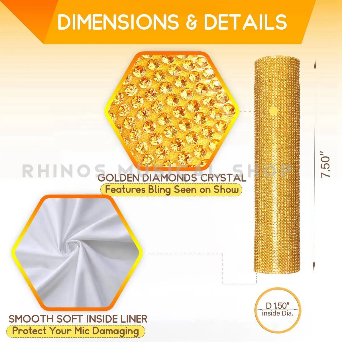 Housse de microphone en strass scintillants, manchon décoratif pour micro sans fil, doré, argent, rouge, pour discothèque, scène, fête, émission de télévision