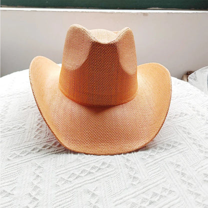 Cowboy hat summer straw hat unisex cowboy hat jazz cowboy straw hat wide brim hat spray paint custom hat party cowboy hat