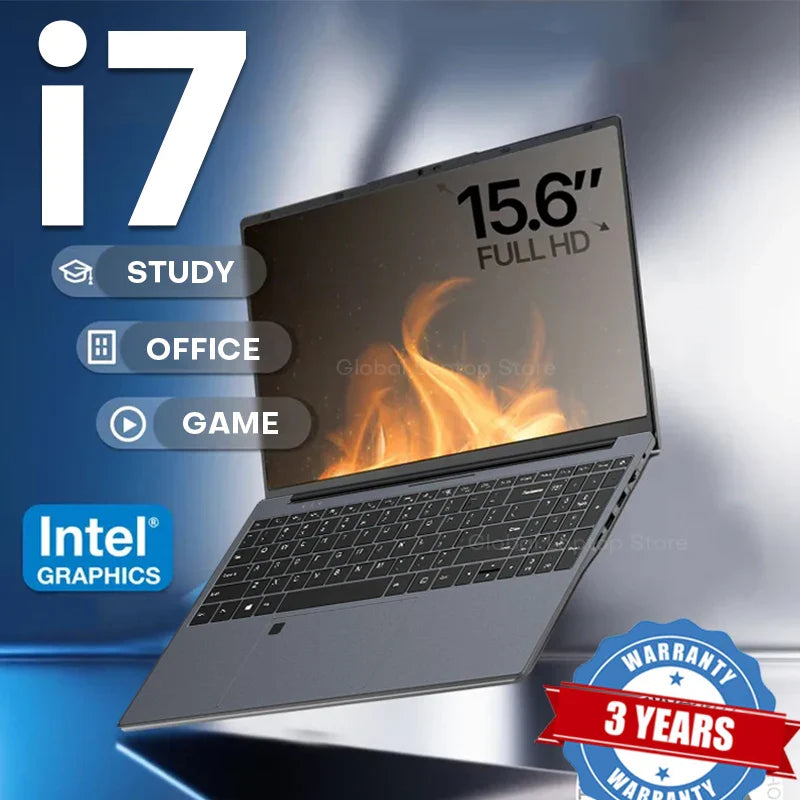 Ordinateur portable 15,6 pouces Intel Core I7 6500U Windows 11 Pro 16 Go DDR4 512 Go 1 To SSD PC portable de jeu