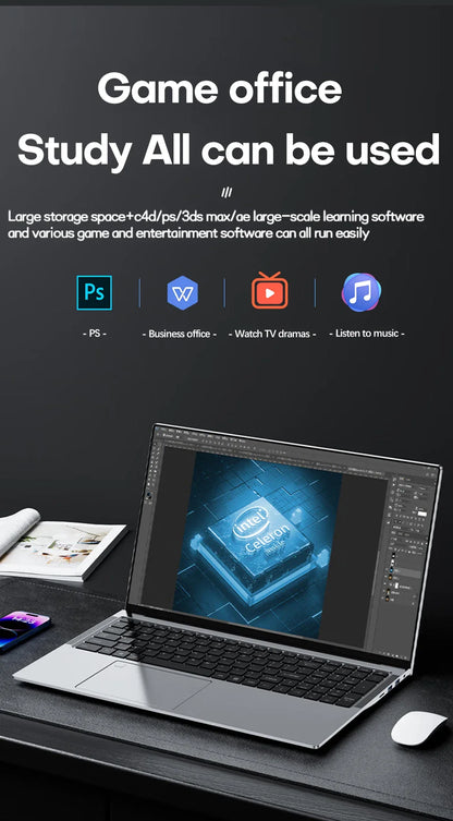 17.3" Gaming Laptop Computer PC Windows 11 Pro Intel Celeron N5095 Laptops Discrete Graphics 16GB DDR4 1TB SSD Notebook PC Gamer