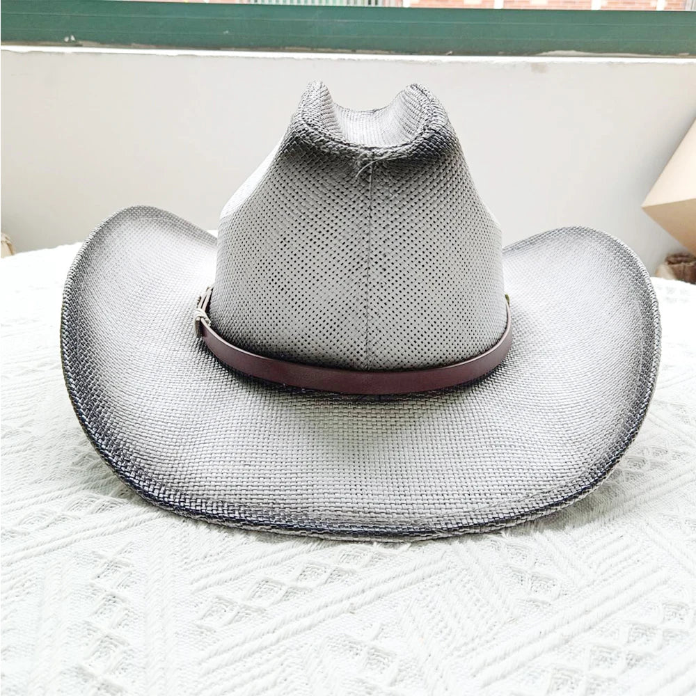 Cowboy hat summer straw hat unisex cowboy hat jazz cowboy straw hat wide brim hat spray paint custom hat party cowboy hat