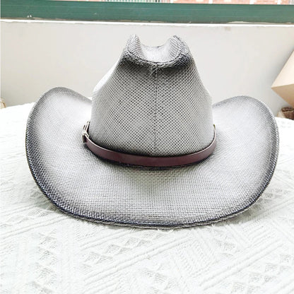 Cowboy hat summer straw hat unisex cowboy hat jazz cowboy straw hat wide brim hat spray paint custom hat party cowboy hat
