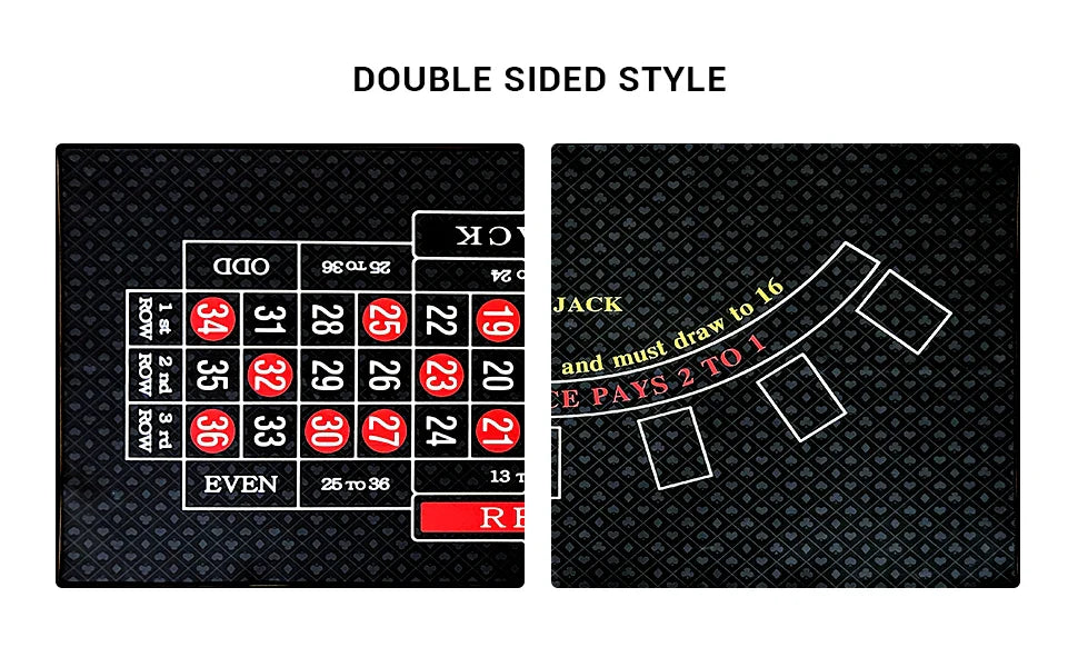 Roulette et Blackjack double face, table en feutre, disposition des virus et du gril, 120x58 cm