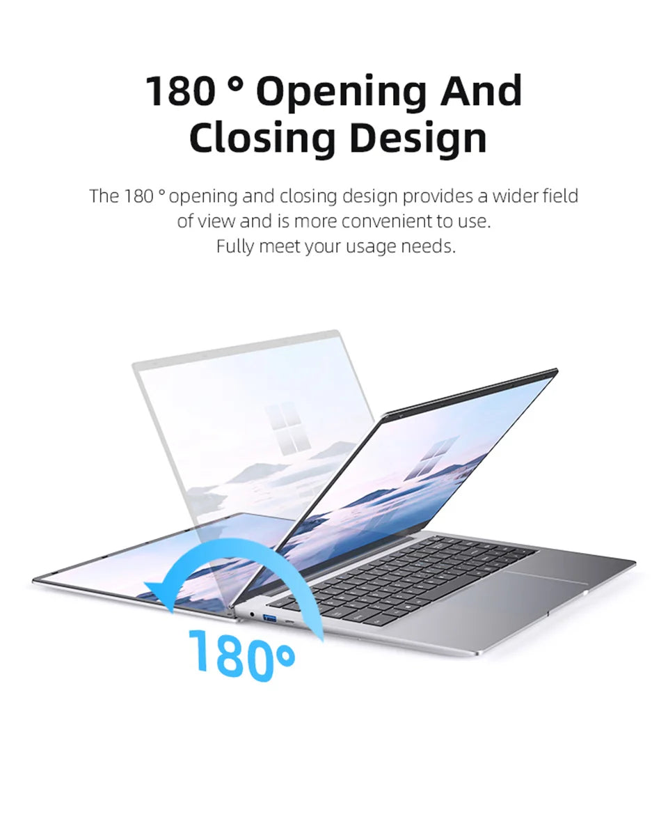 Erilles Laptop Computer Windows 11 Pro Intel Atom A3950 2025 Notebook PC 12GB RAM 512GB 1TB 2TB SSD 1080P Office Study Computer
