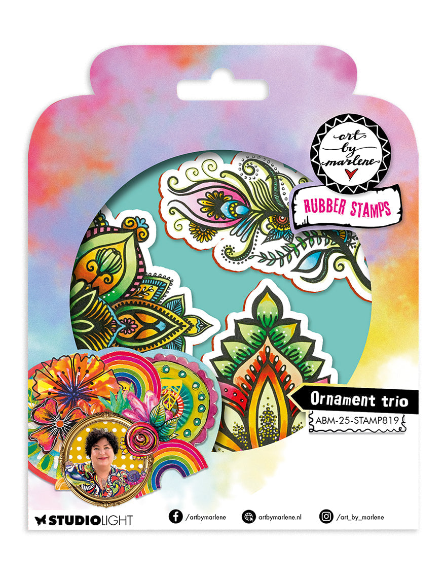 ABM Cling Rubber Stamp Ornament Trio Art by Marlene 3 Pieces
