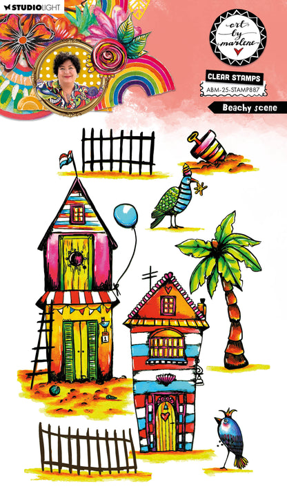 ABM Clear Stamp Beachy Scene Art By Marlene 148x210x3mm 8 Pieces