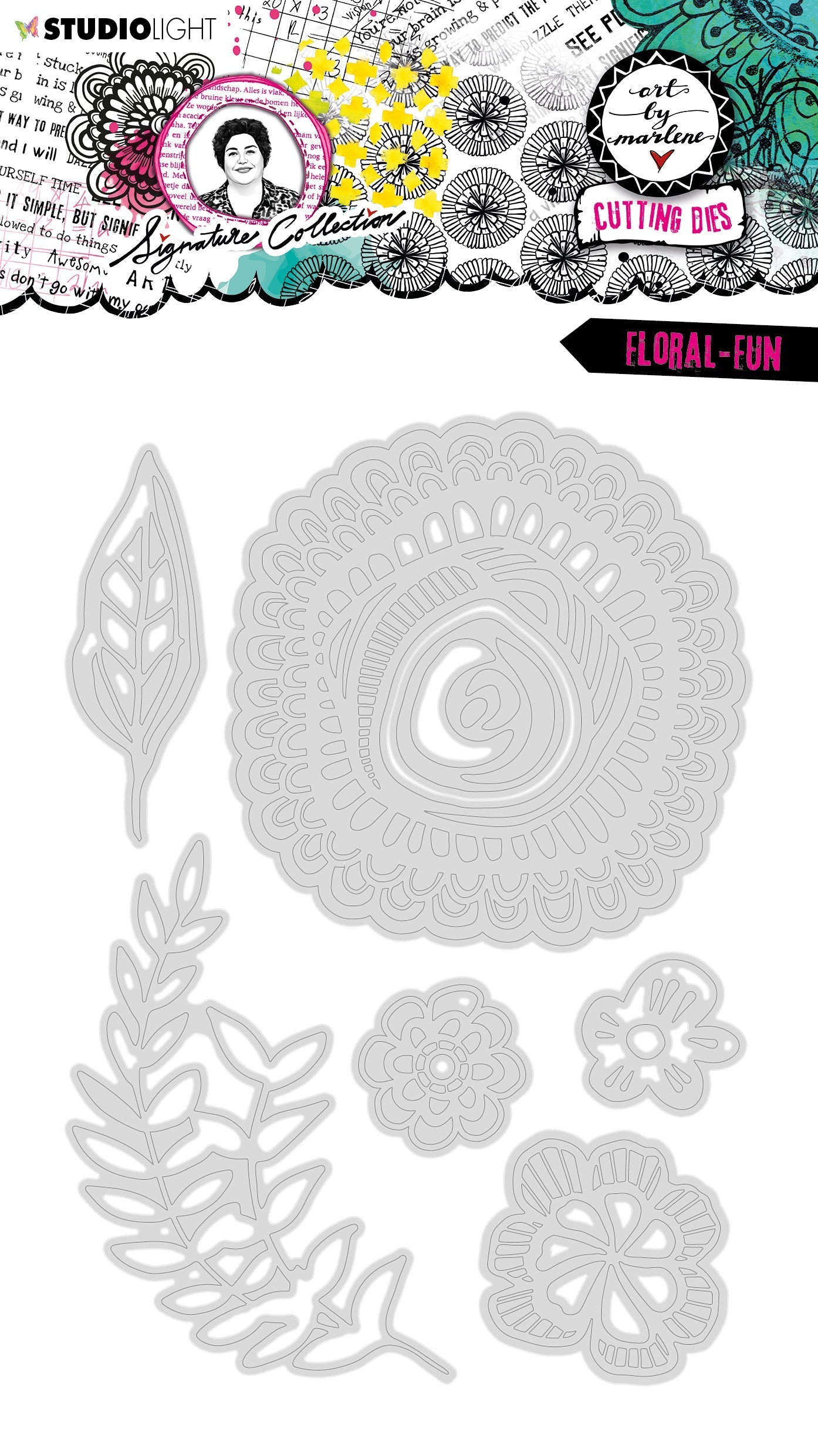 ABM Matrice de découpe Floral-Fun Signature Collection 139x97x1mm 7 pièces n°505