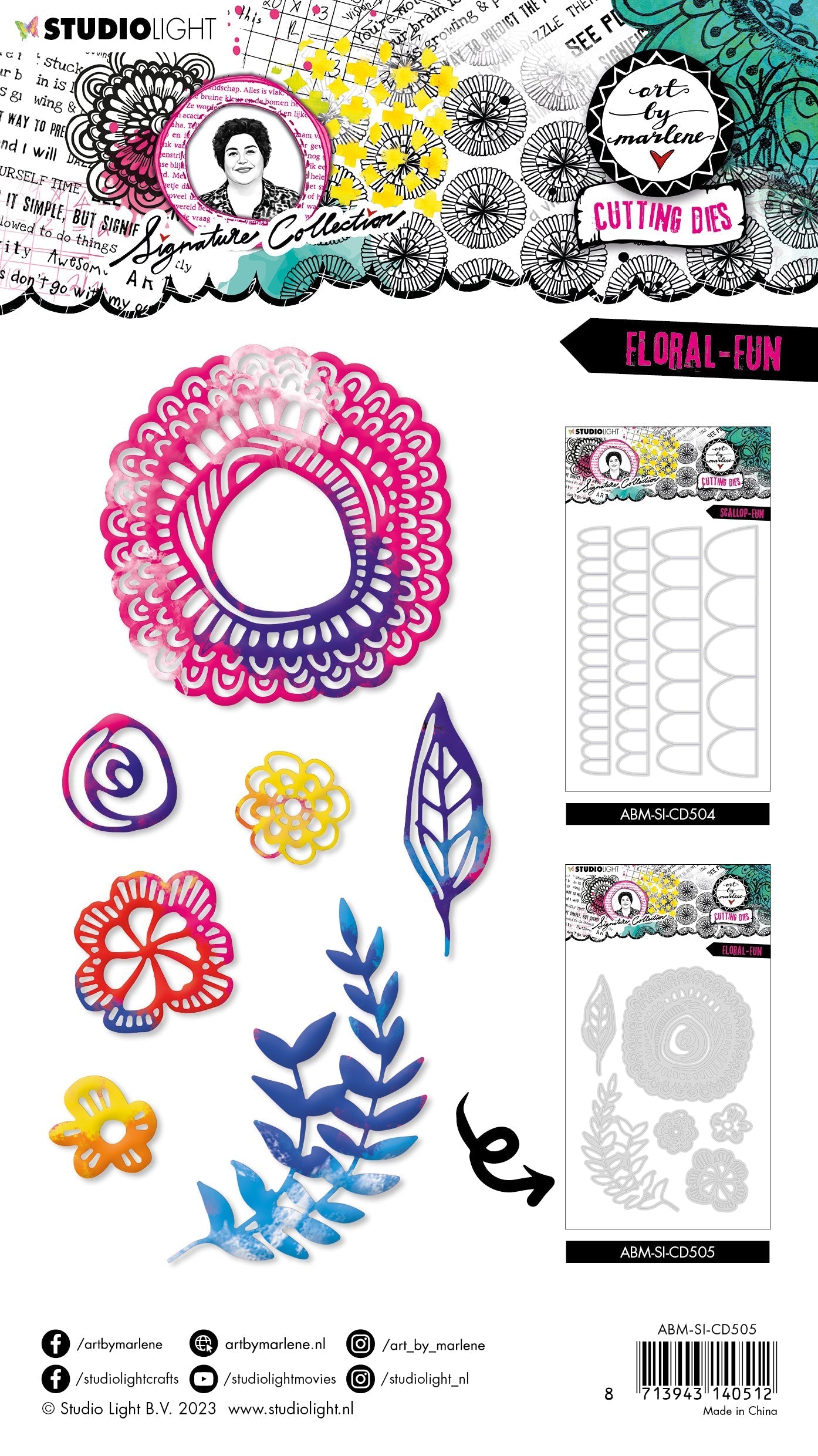 ABM Matrice de découpe Floral-Fun Signature Collection 139x97x1mm 7 pièces n°505