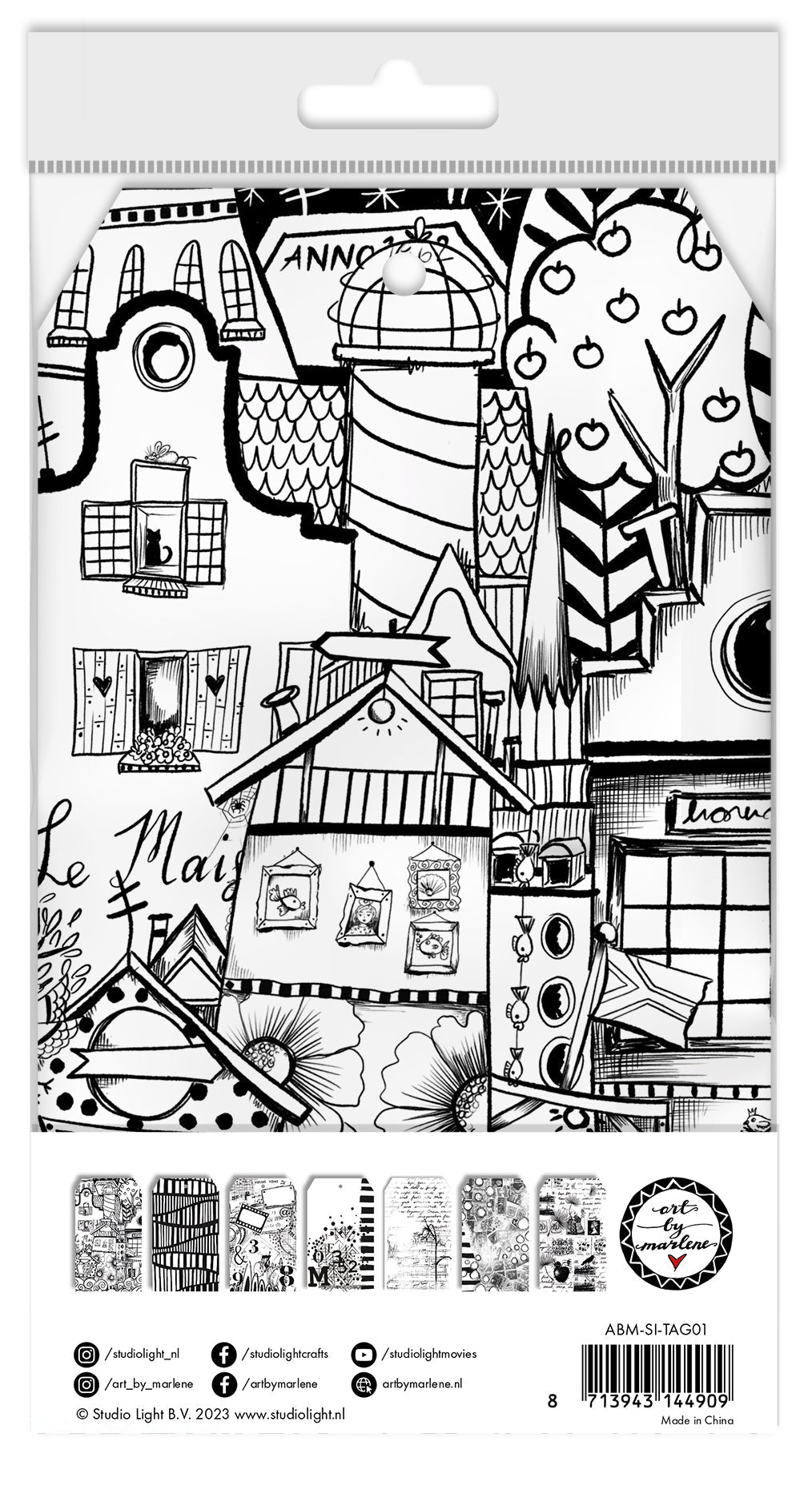 ABM Paper Tags Black And White Prints Signature Collection 100x170x8mm 21 PC nr.01